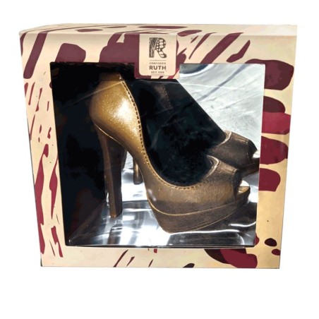 Zapato de plataforma dorado de chocolate con leche 125g