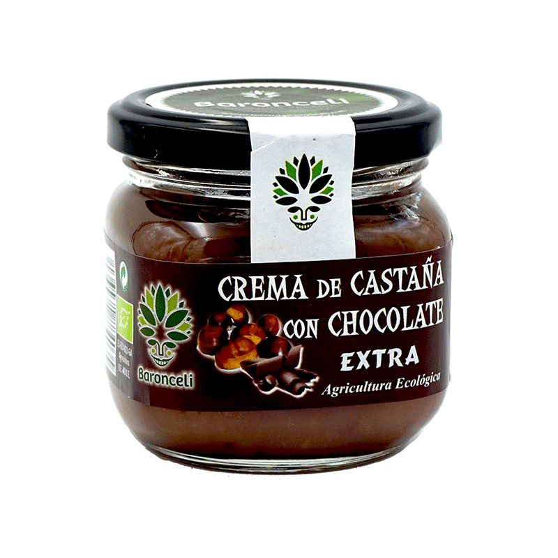 Crema de castañas con chocolate ecológica 200g Baronceli