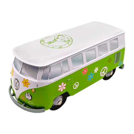 Lata bombones praliné leche`Furgoneta Volkswagen flower power verde´ 150g Chocoday