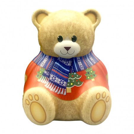 Lata bombones praliné leche "Oso Teddy navideño' 150g