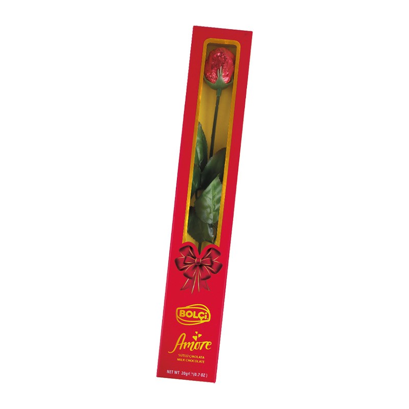 Estuche bombón rojo 'Flor rosa de chocolate' 20g